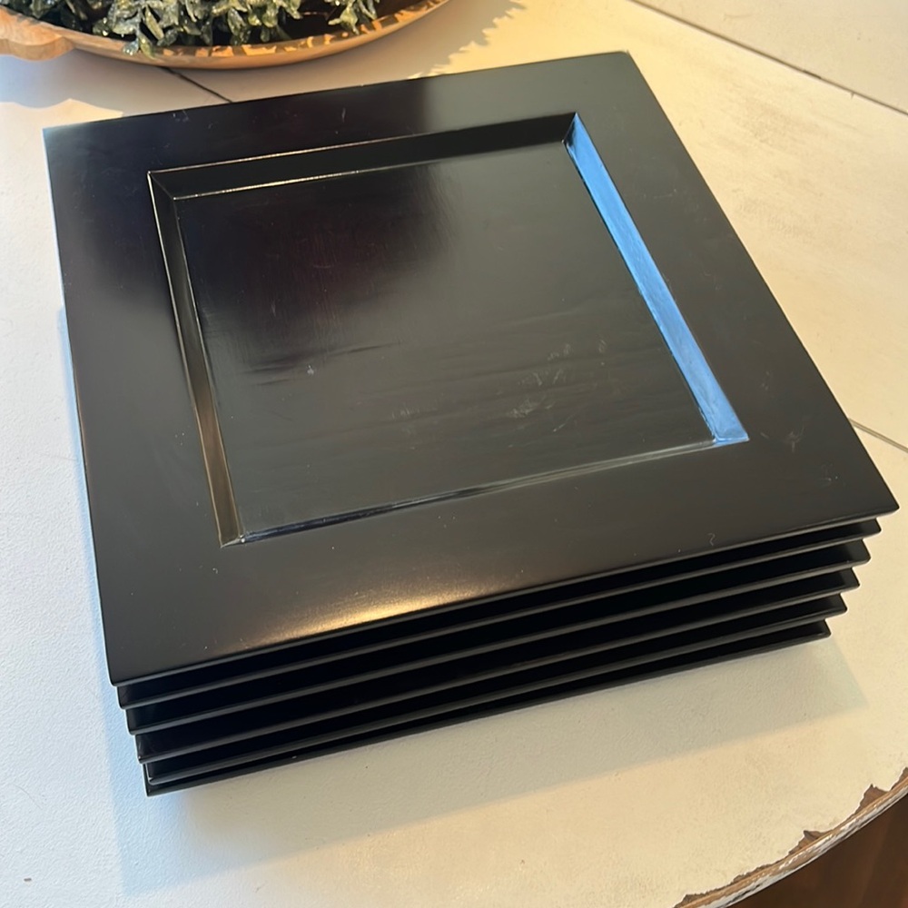 Pottery Barn Square Wooden Chargers.. set of 2